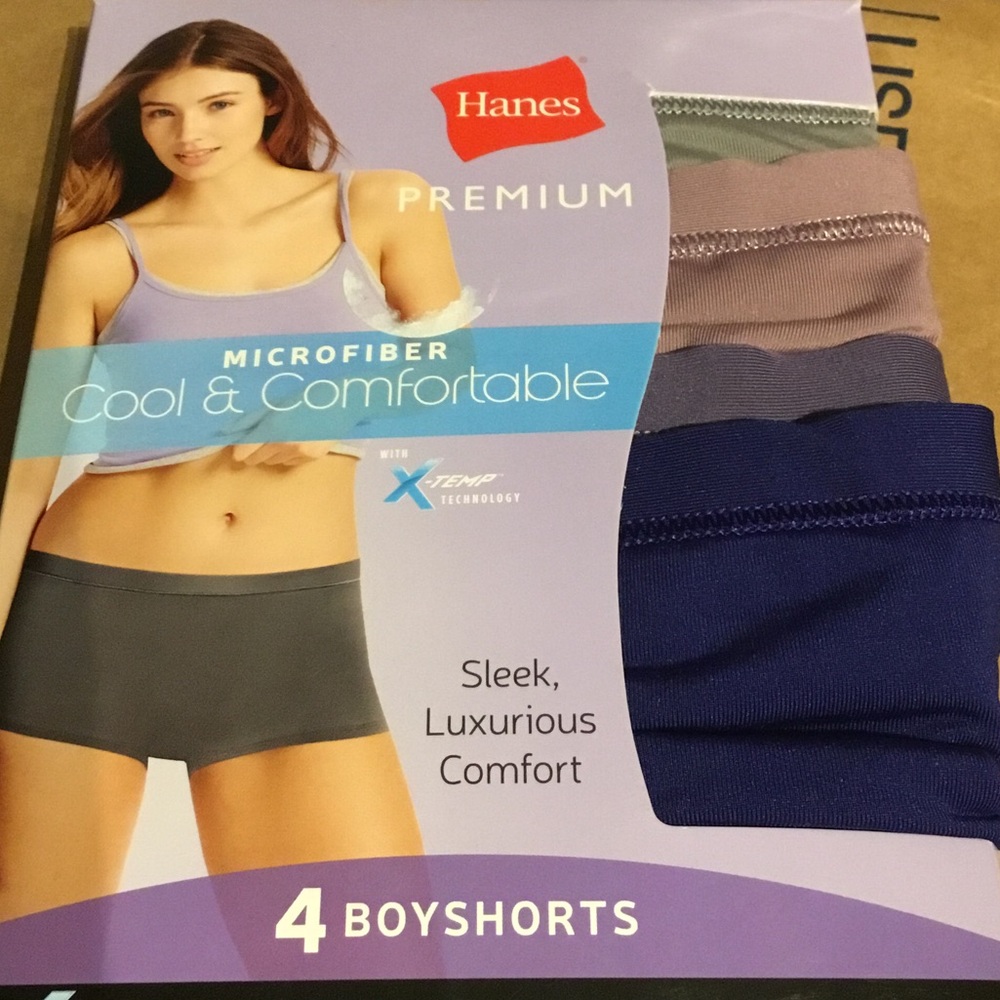 Hanes Premium Microfiber Boyshorts 4-Pack - Navy, Gray, Taupe, Sage